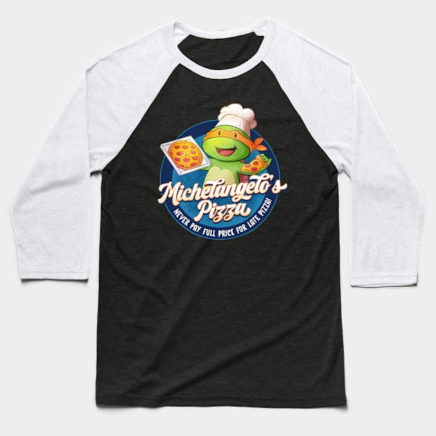 Michelangelo's Pizza Baseball T-Shirt by salihgonenli